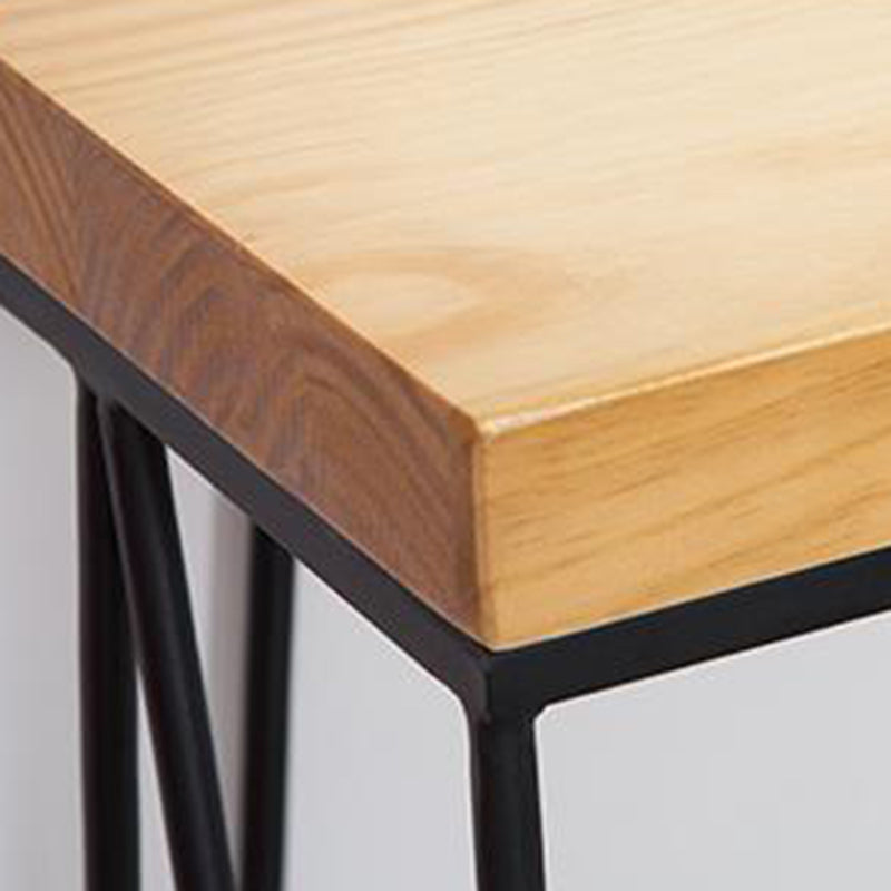 Modern Solid Wood Bar Dining Table Rectangle Bar Table with Storage Shelf