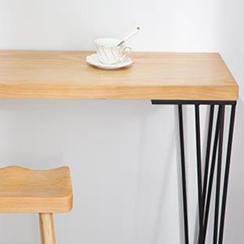 Modern Solid Wood Bar Dining Table Rectangle Bar Table with Storage Shelf