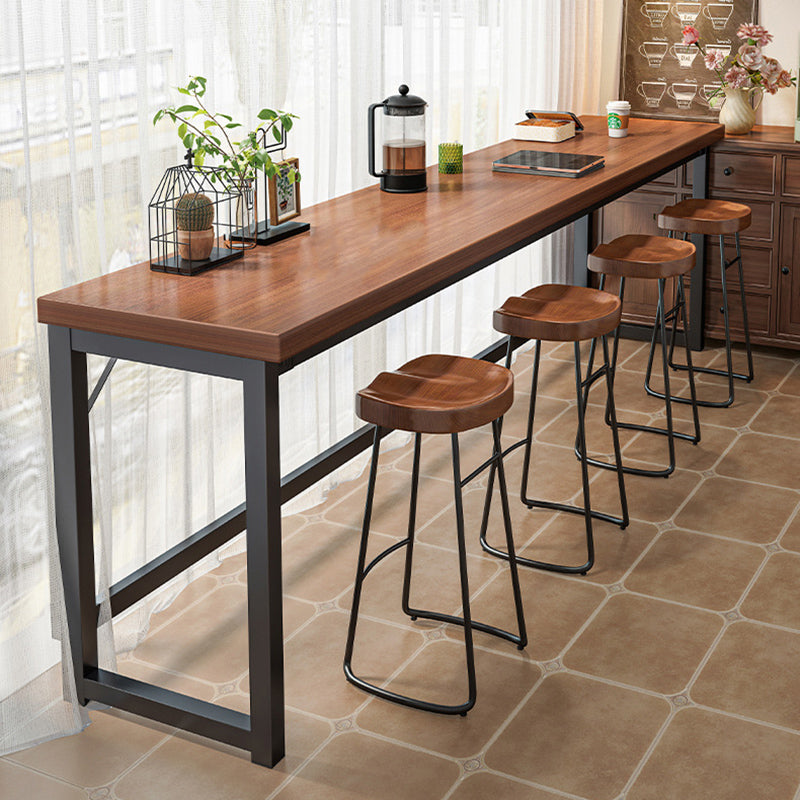 Industrial Wood and Metal Bar Table Rectangle Bar Height Table for Living Room