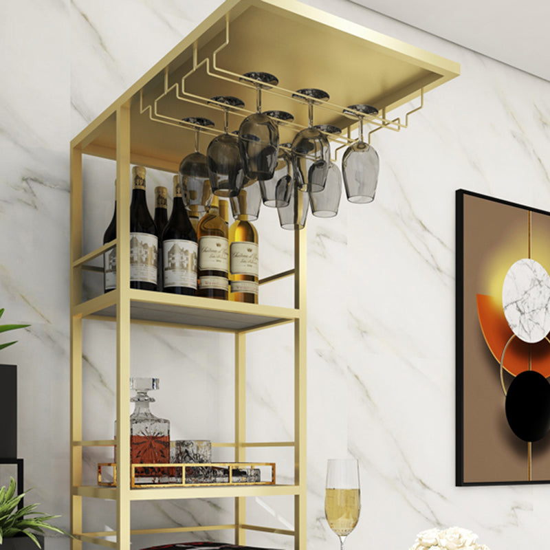 Metal Storage Base Bar Table Modern Stone Bar Table with Wine Rack and Wine Glass Holders