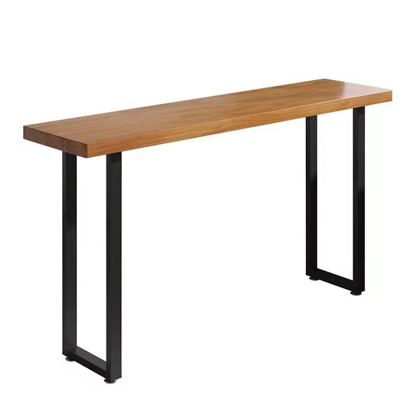 Rectangle Solid Wood Bar Height Table Industrial Double Pedestal Bar Table