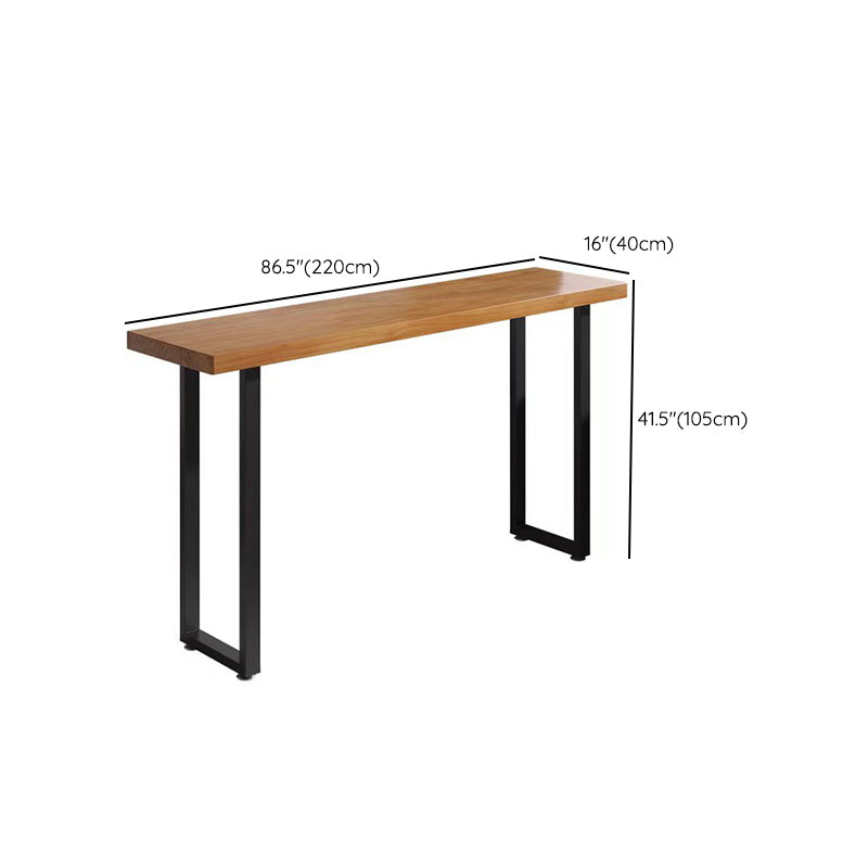 Rectangle Solid Wood Bar Height Table Industrial Double Pedestal Bar Table
