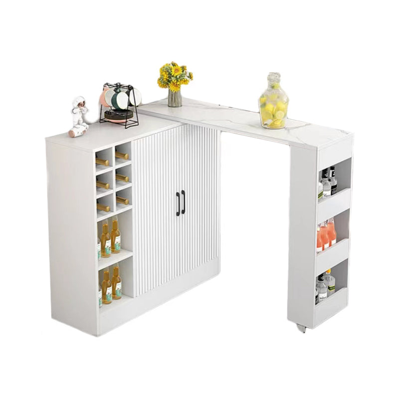 Contemporary Storage Base Bar Dining Table Stone Top Table with Wine Storages