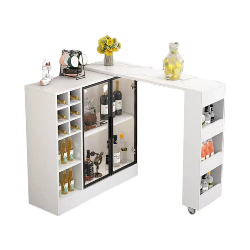 Contemporary Storage Base Bar Dining Table Stone Top Table with Wine Storages