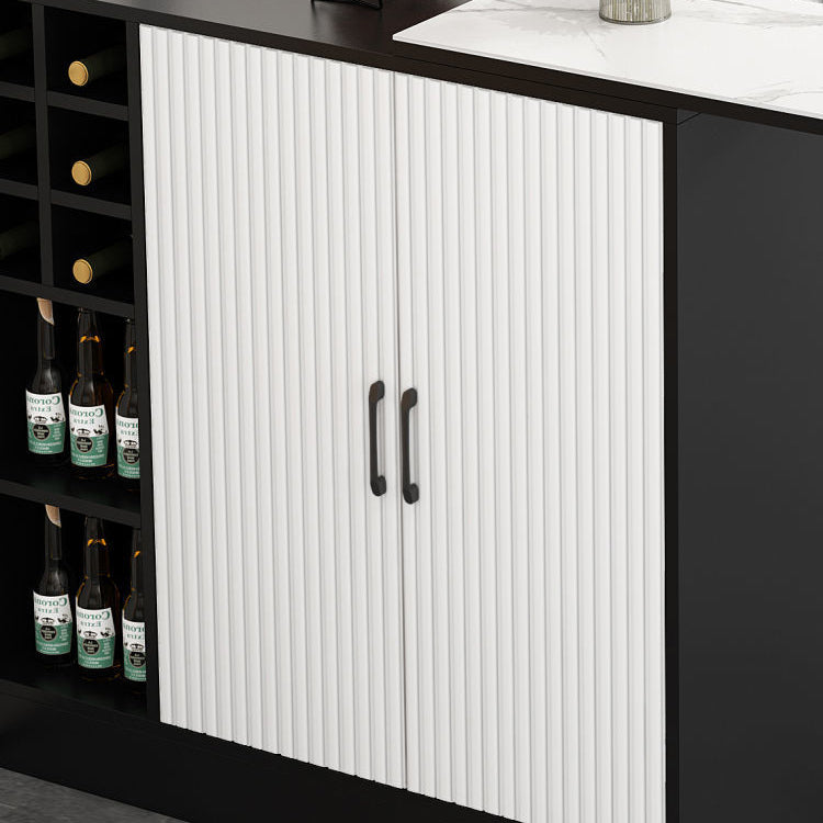 Contemporary Storage Base Bar Dining Table Stone Top Table with Wine Storages