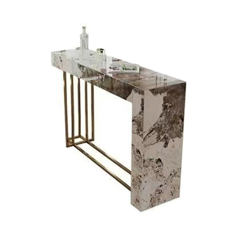 Glam Metal and Stone Bar Table Rectangle Counter Height Dining Table for Living Room