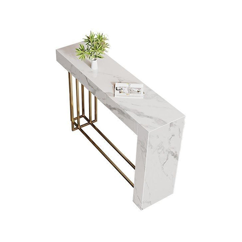 Glam Metal and Stone Bar Table Rectangle Counter Height Dining Table for Living Room