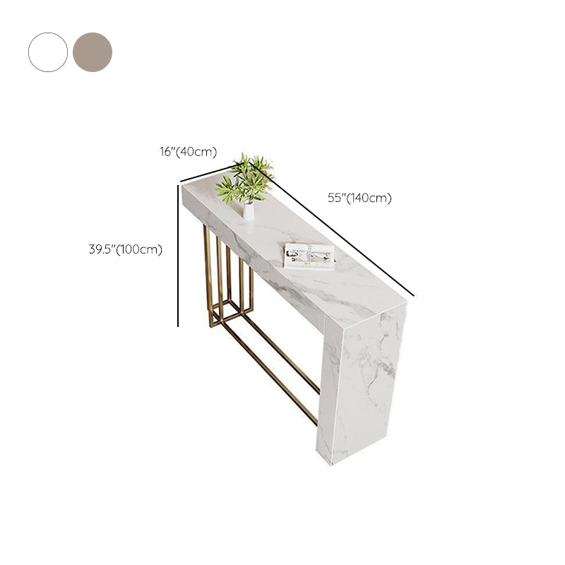 Glam Metal and Stone Bar Table Rectangle Counter Height Dining Table for Living Room