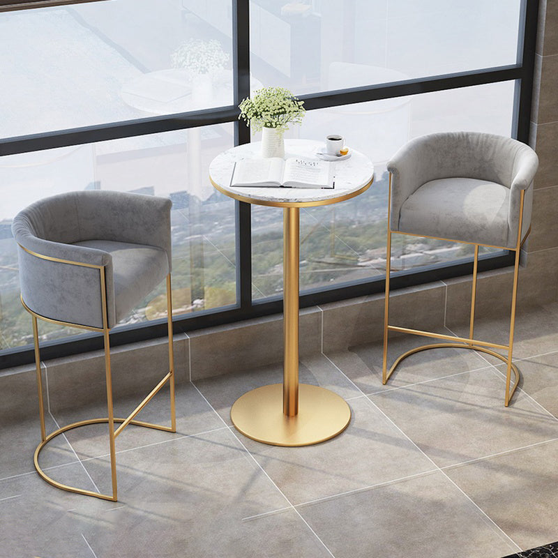 Faux Marble Bistro Bar Table Gold Frame Bar Table for Dining Room