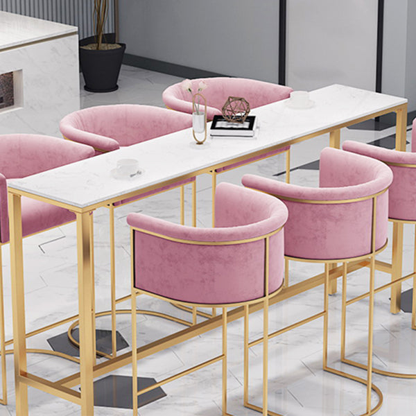 Faux Marble Bistro Bar Table Gold Frame Bar Table for Dining Room