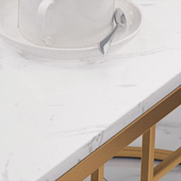 Faux Marble Bistro Bar Table Gold Frame Bar Table for Dining Room