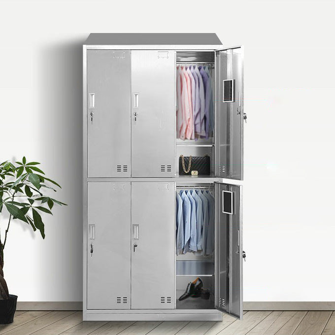 Chrome Steel Cabinet with Hinged Doors Modern Storage Cabinet for Bathroom