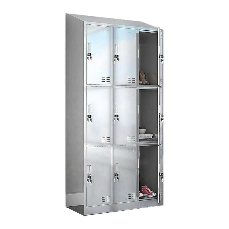 Chrome Steel Cabinet with Hinged Doors Modern Storage Cabinet for Bathroom