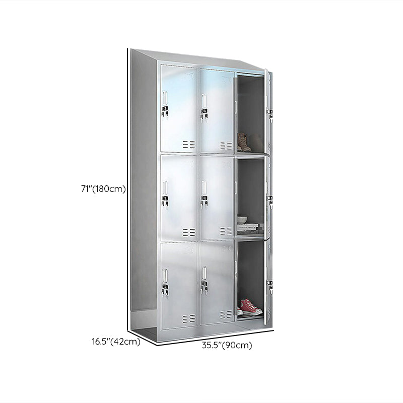 Chrome Steel Cabinet with Hinged Doors Modern Storage Cabinet for Bathroom