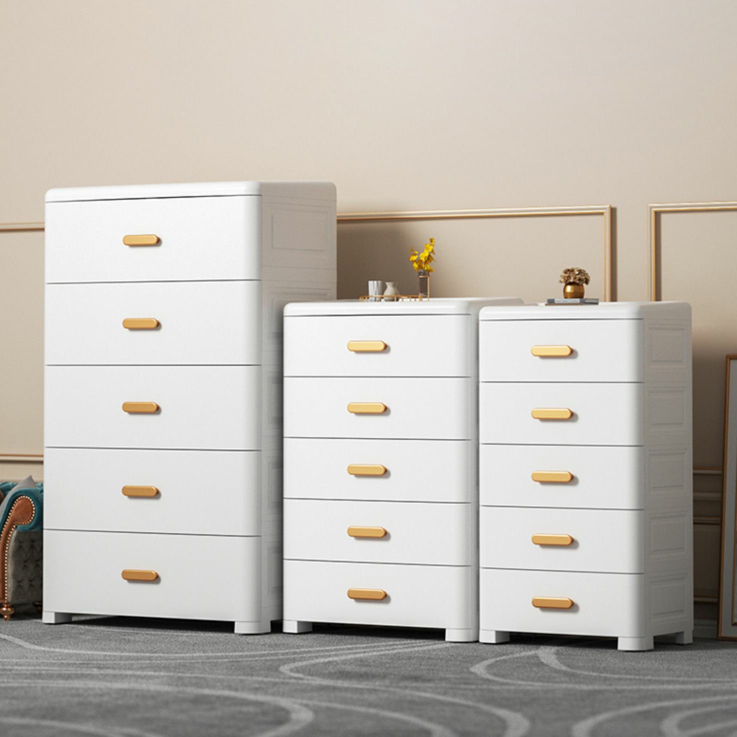 Modern Bedroom Matte Finish Cabinet Plastic Non-Hanging Armoire