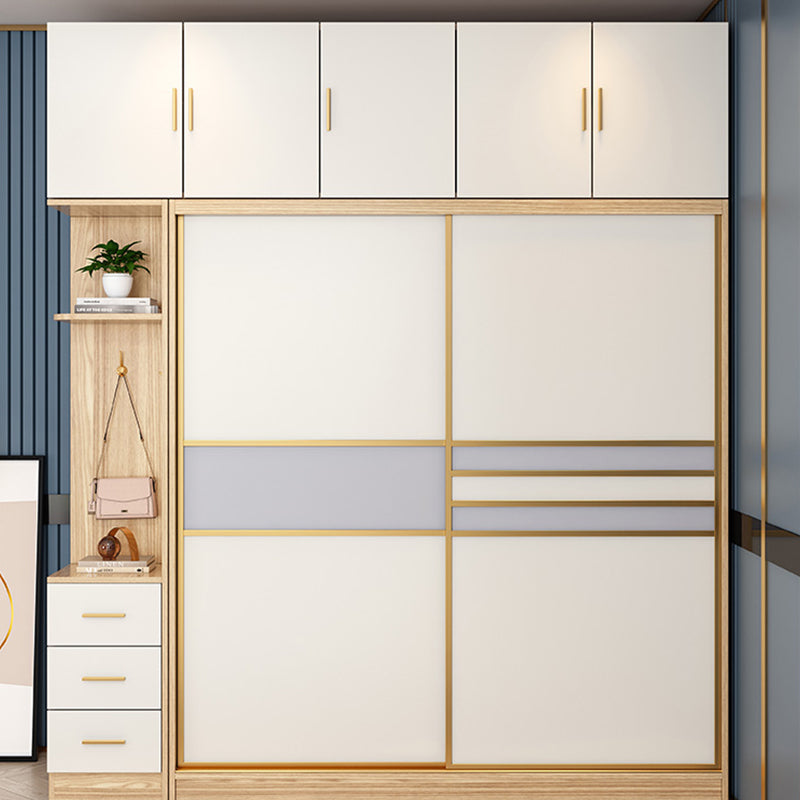 Engineered Wood Wardrobe Armoire with Garment Rod Modern Wardrobe Cabinet