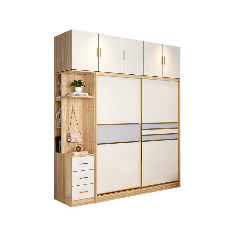Engineered Wood Wardrobe Armoire with Garment Rod Modern Wardrobe Cabinet