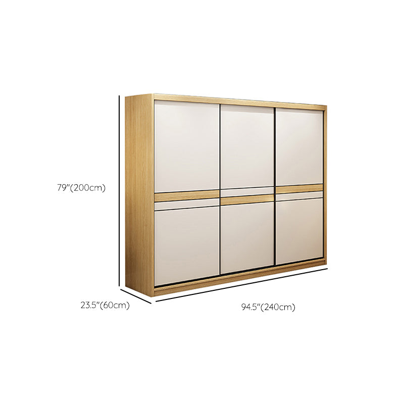 Engineered Wood Wardrobe Armoire with Garment Rod Modern Wardrobe Cabinet
