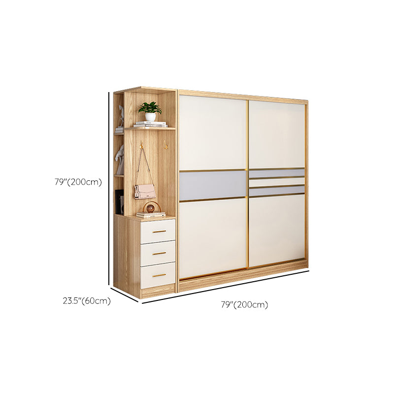 Engineered Wood Wardrobe Armoire with Garment Rod Modern Wardrobe Cabinet