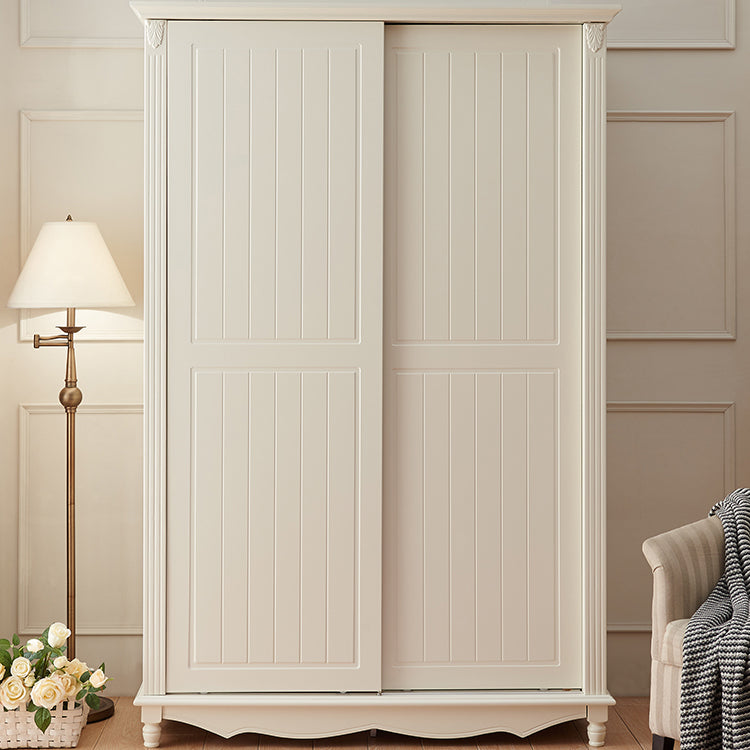 Wooden Wardrobe Cabinet White Wardrobe Closet with Garment Rod
