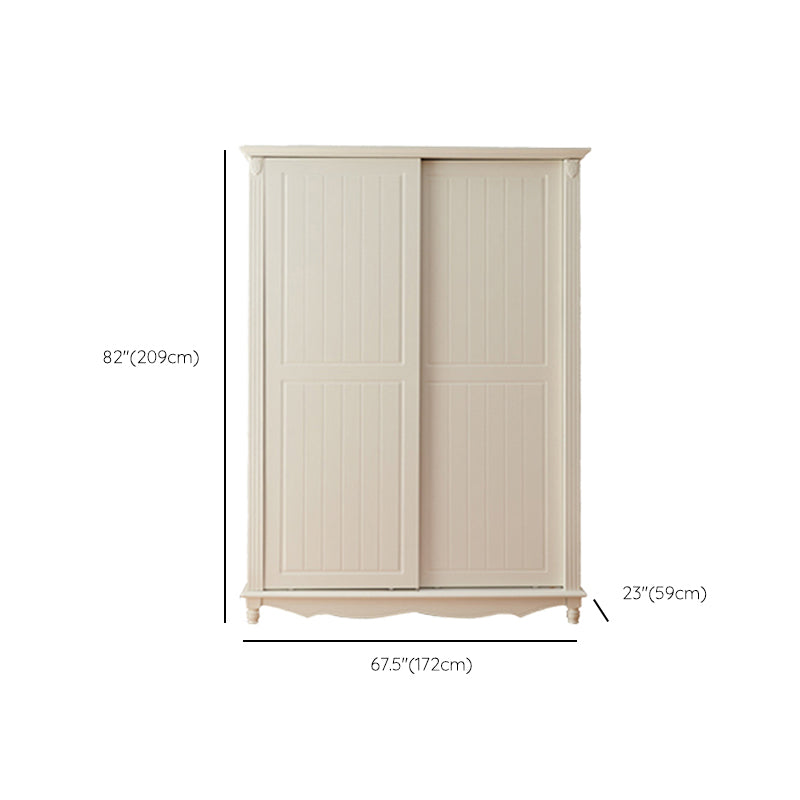 Wooden Wardrobe Cabinet White Wardrobe Closet with Garment Rod