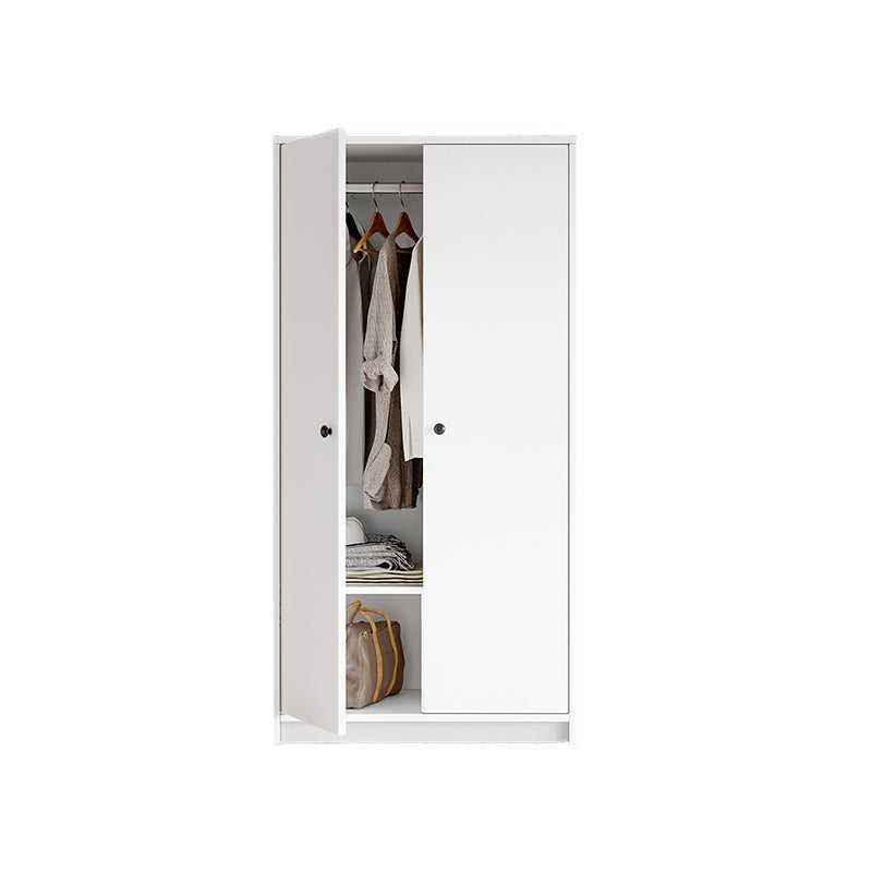 White Wardrobe Armoire with Shelves Engineered Wood Wardrobe Cabinet