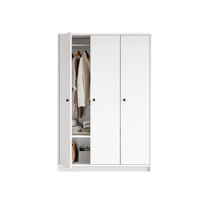 White Wardrobe Armoire with Shelves Engineered Wood Wardrobe Cabinet