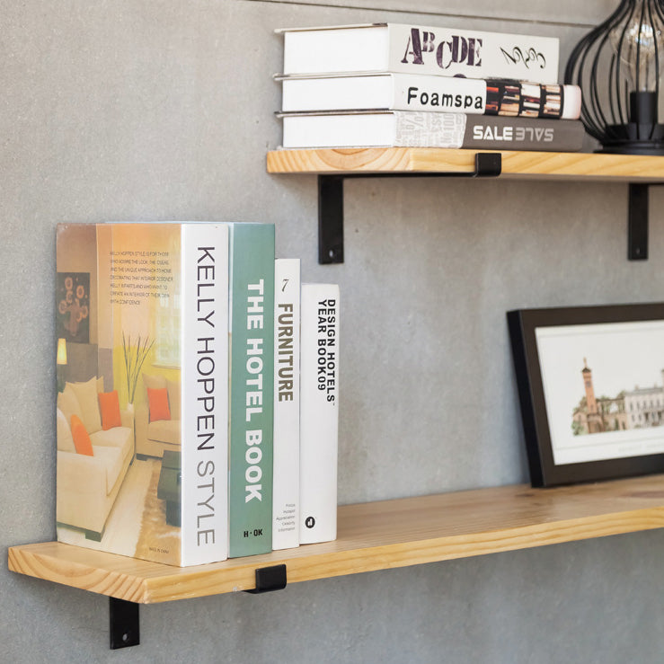 Contemporary Floating Bookshelf Wooden Natural Closed Back Bookcase