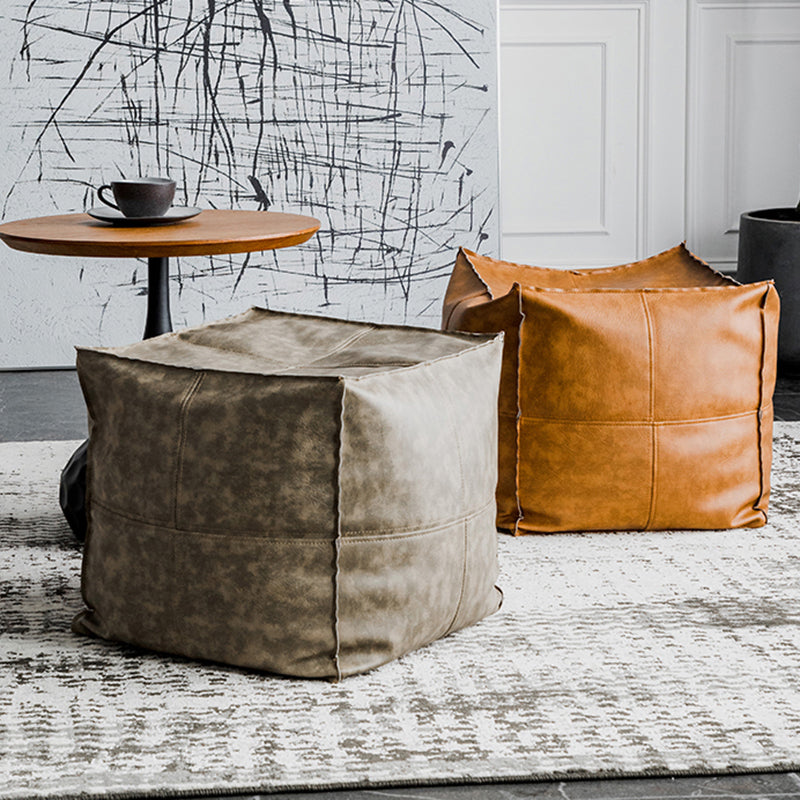 Modern Square Pouf Leather Water Resistant Pouf for Living Room