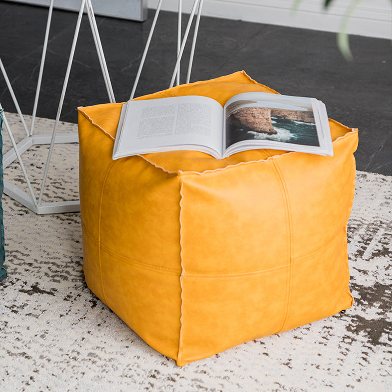Modern Square Pouf Leather Water Resistant Pouf for Living Room
