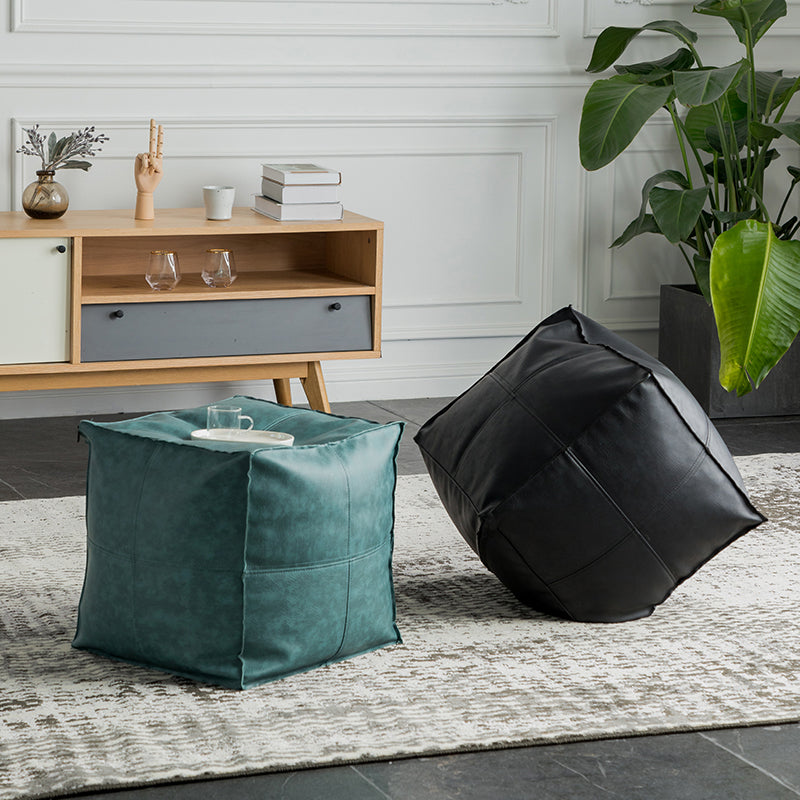 Modern Square Pouf Leather Water Resistant Pouf for Living Room