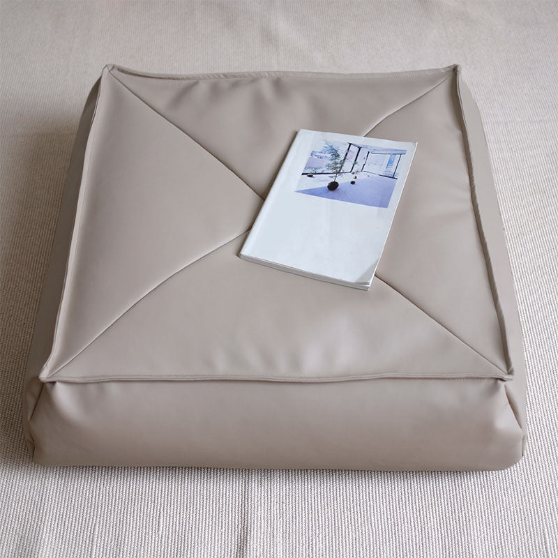 Modern Pouf Ottoman PU Leather Upholstered Solid Color Tear Resistant Square Ottoman