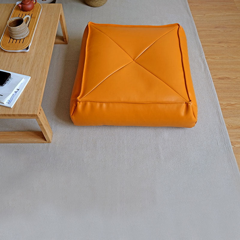 Modern Pouf Ottoman PU Leather Upholstered Solid Color Tear Resistant Square Ottoman