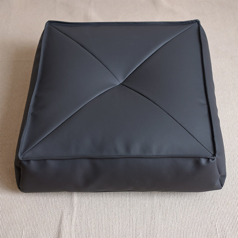 Modern Pouf Ottoman PU Leather Upholstered Solid Color Tear Resistant Square Ottoman