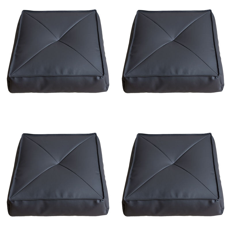 Modern Pouf Ottoman PU Leather Upholstered Solid Color Tear Resistant Square Ottoman