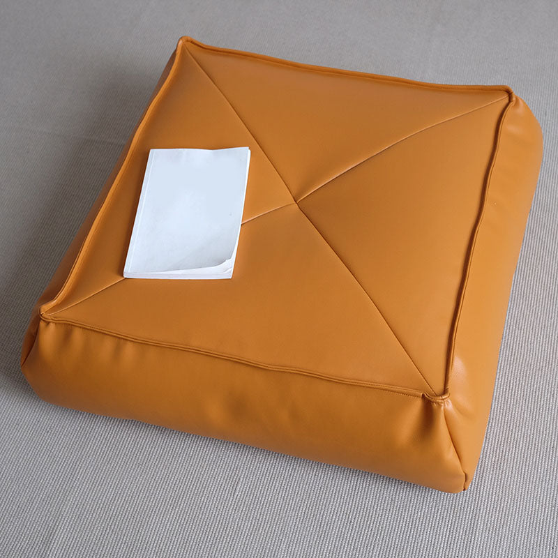 Modern Pouf Ottoman PU Leather Upholstered Solid Color Tear Resistant Square Ottoman
