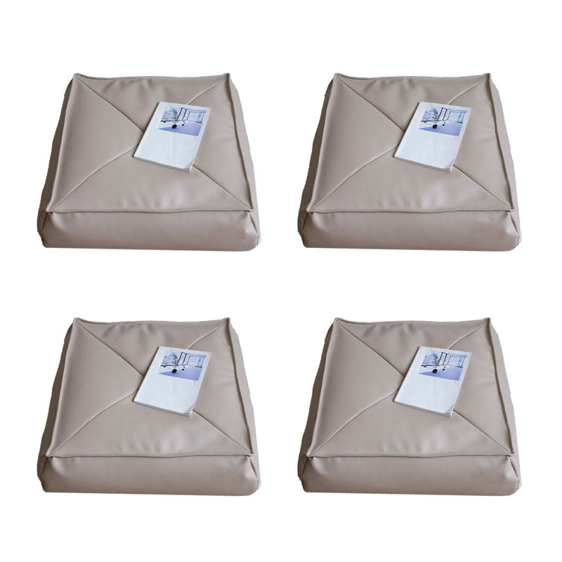 Modern Pouf Ottoman PU Leather Upholstered Solid Color Tear Resistant Square Ottoman