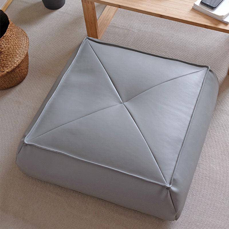 Modern Pouf Ottoman PU Leather Upholstered Solid Color Tear Resistant Square Ottoman