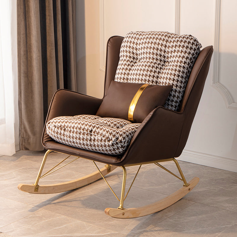 Modern Rocker Chair Metal Frame Dirt Resistant Wingback Upholstered Rocker Chair