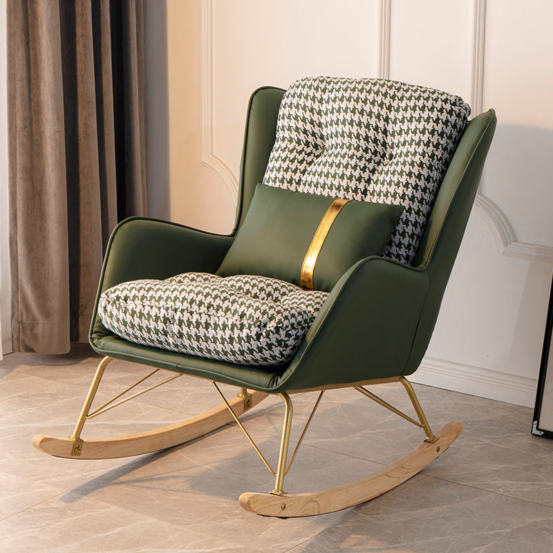 Modern Rocker Chair Metal Frame Dirt Resistant Wingback Upholstered Rocker Chair