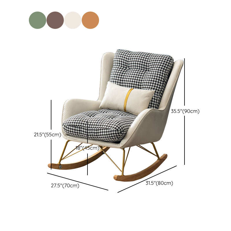 Modern Rocker Chair Metal Frame Dirt Resistant Wingback Upholstered Rocker Chair