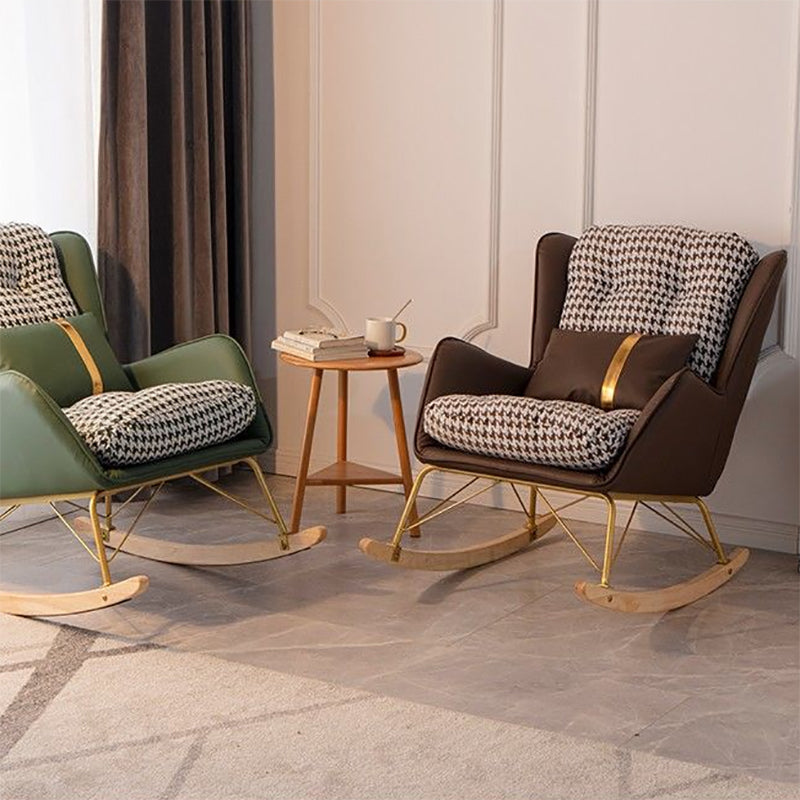 Gorgeous Glider Chair Faux Leather Pillow Indoor Rocker Chair with Ottoman