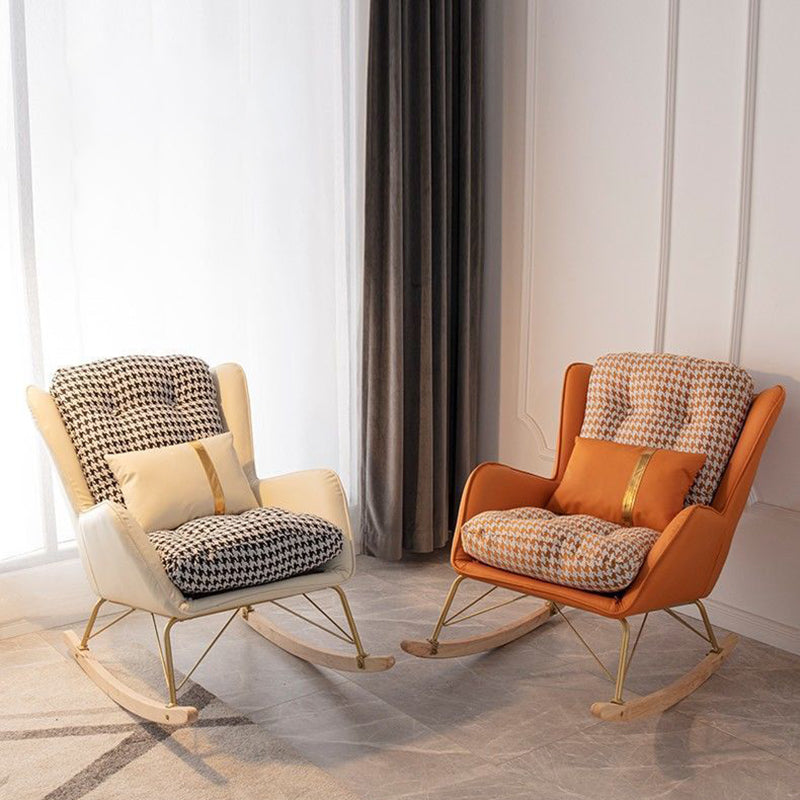 Gorgeous Glider Chair Faux Leather Pillow Indoor Rocker Chair with Ottoman