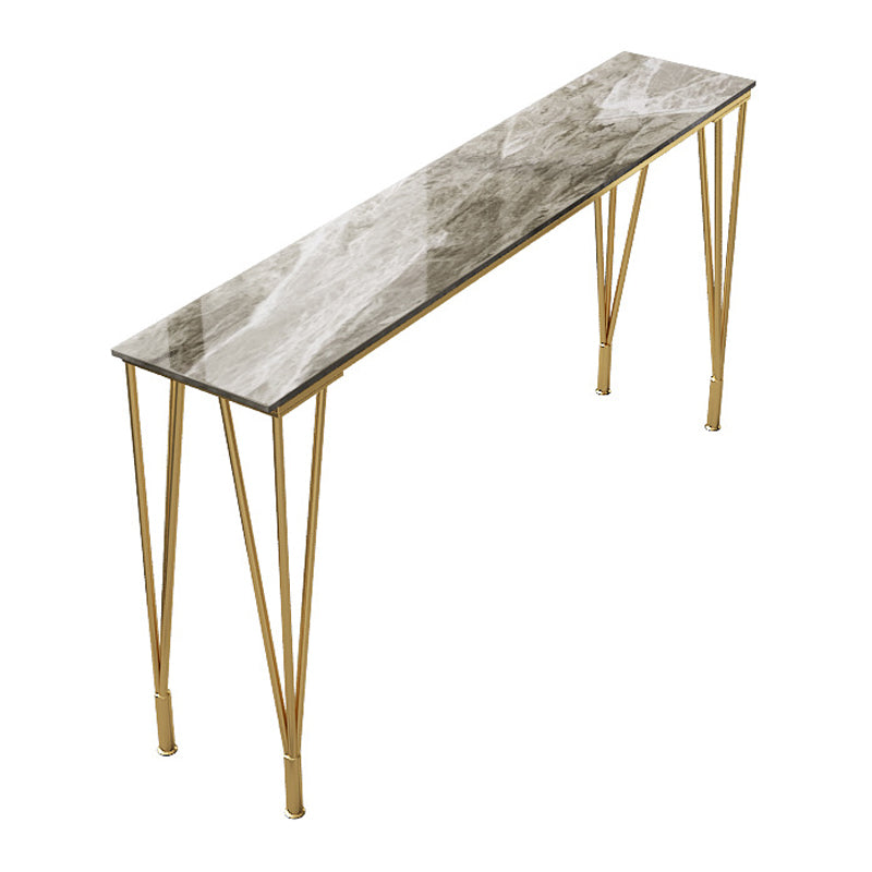 Modern 1/4 Pieces Bar Table Set Rectangle Stone Counter Table with High Stools