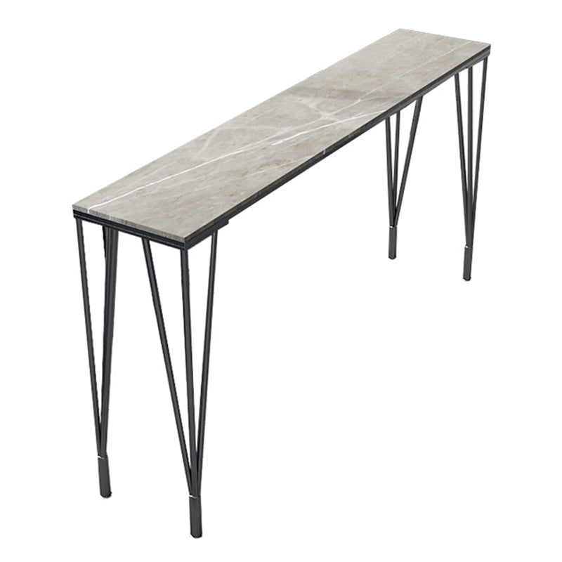 Modern 1/4 Pieces Bar Table Set Rectangle Stone Counter Table with High Stools