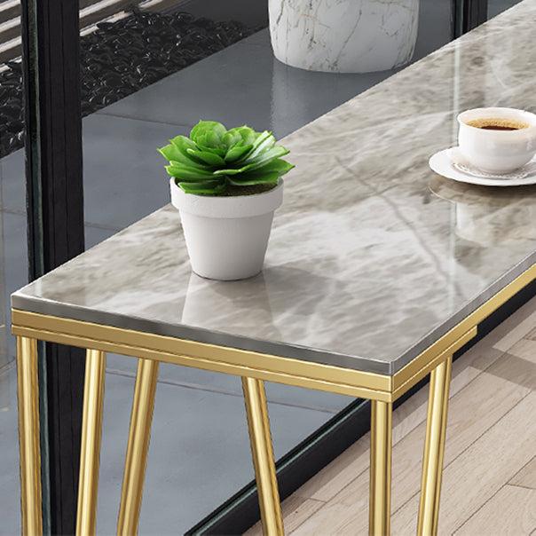 Modern 1/4 Pieces Bar Table Set Rectangle Stone Counter Table with High Stools