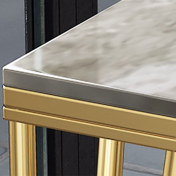 Modern 1/4 Pieces Bar Table Set Rectangle Stone Counter Table with High Stools