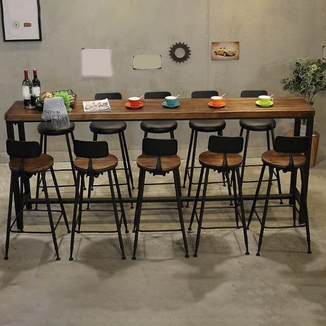 Industrial Bar Table Set 1/4/6/11 Pieces Solid Wood Pub Dining Set for Indoor