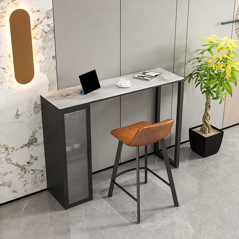 Modern Bar Table Set 1/2/3 Pieces Stone Rectangle Bar table with Upholstered Stools