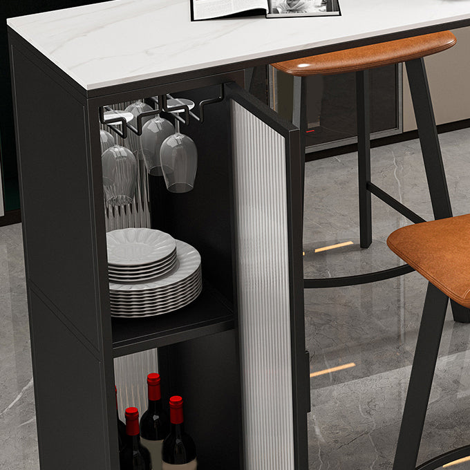 Modern Bar Table Set 1/2/3 Pieces Stone Rectangle Bar table with Upholstered Stools